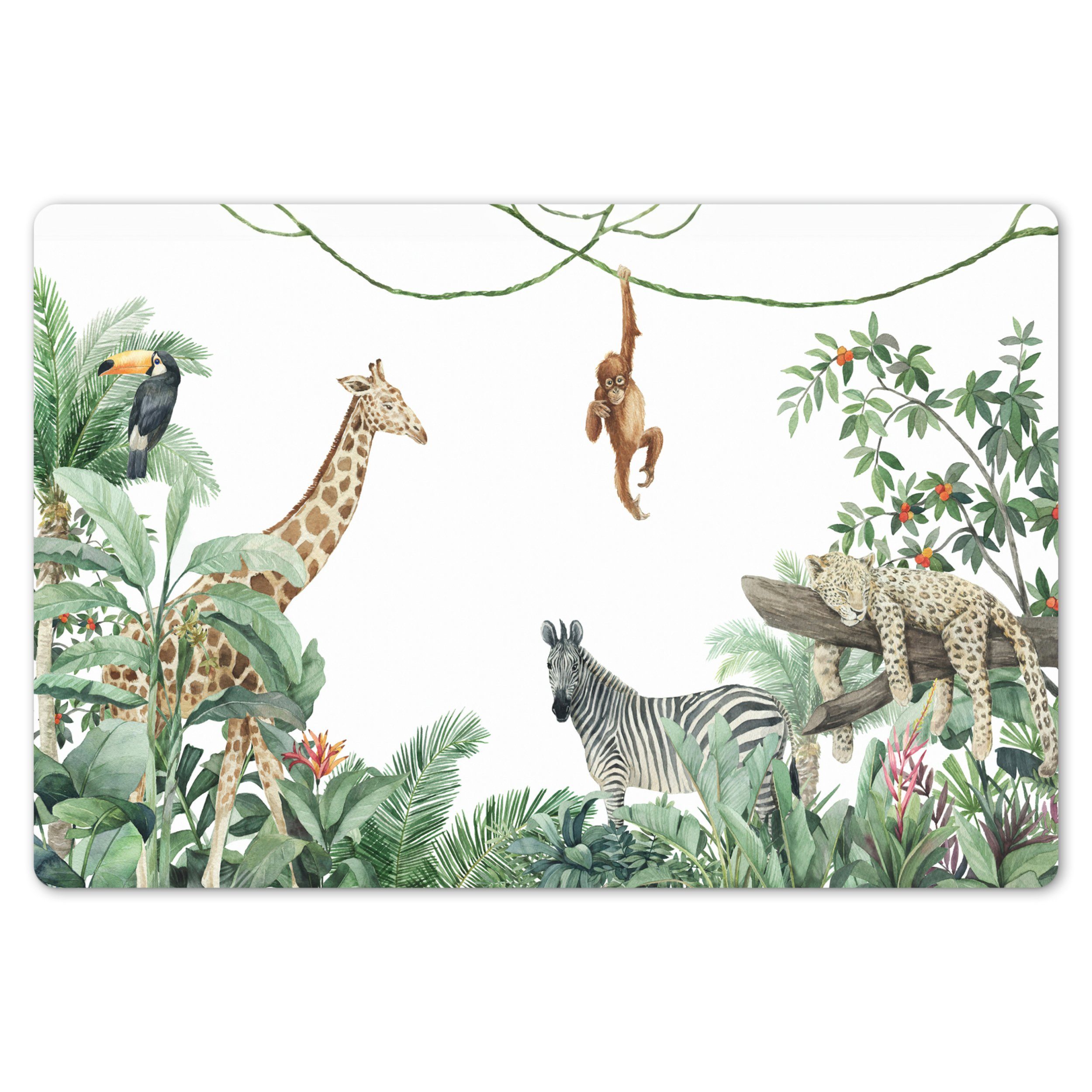 MuchoWow Platzset Dschungel - Tiere - Kinder - Natur, (1-St), Kinder-Arbeit günstig online kaufen