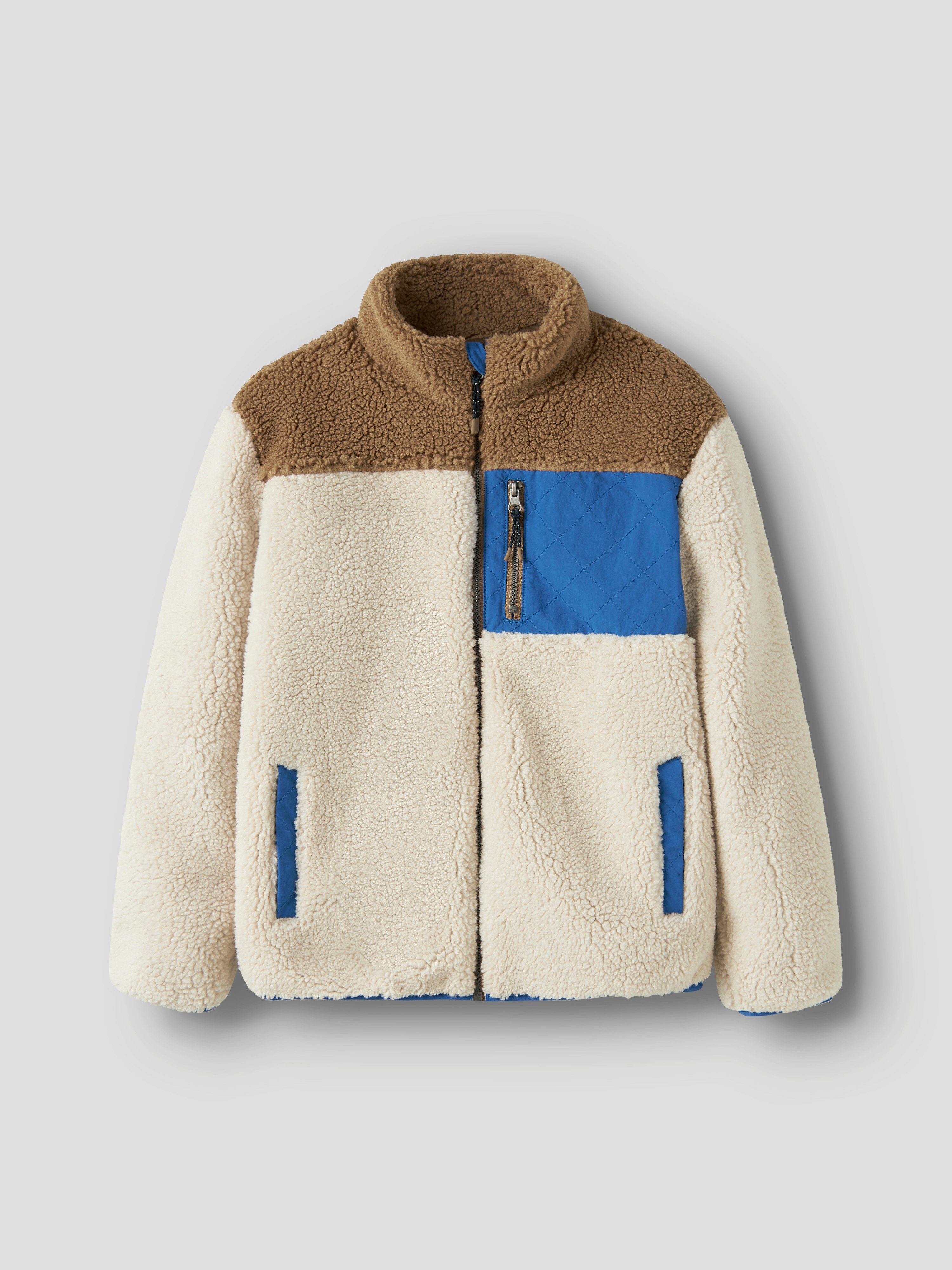 Name It Plüschjacke NKMMACEY TEDDY JACKET BLOCK Kunstfaser, regular fit