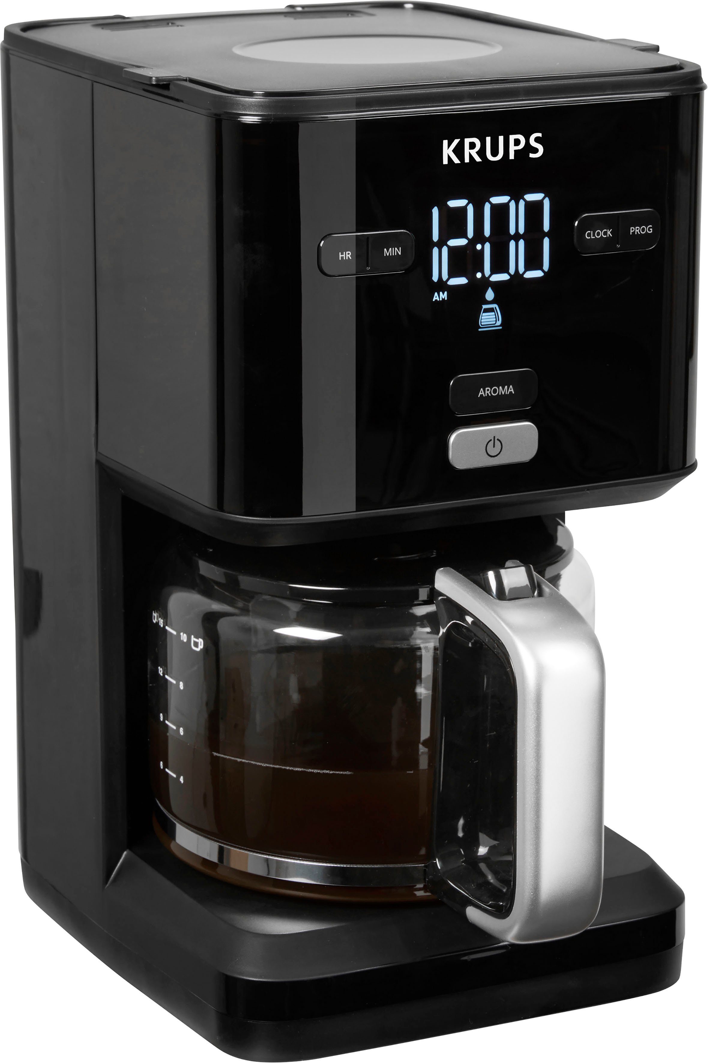 Krups Filterkaffeemaschine 24-Std-Timer, nach Abschaltung KM6008 1,25l Minuten 30 Smart'n automatische Light, Kaffeekanne