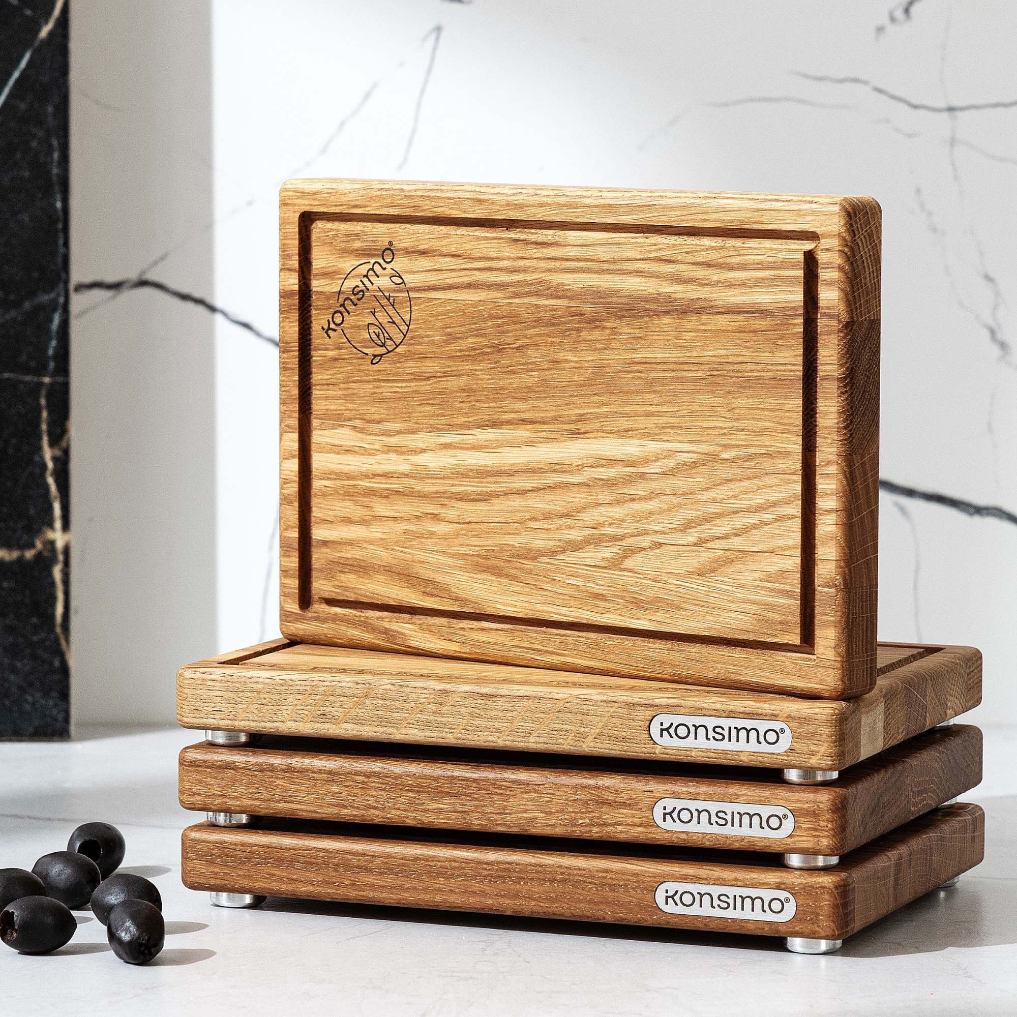 Schneidebrett Premium SOLIDA Designschneidebrett-Set, Massivholz, Handarbeit