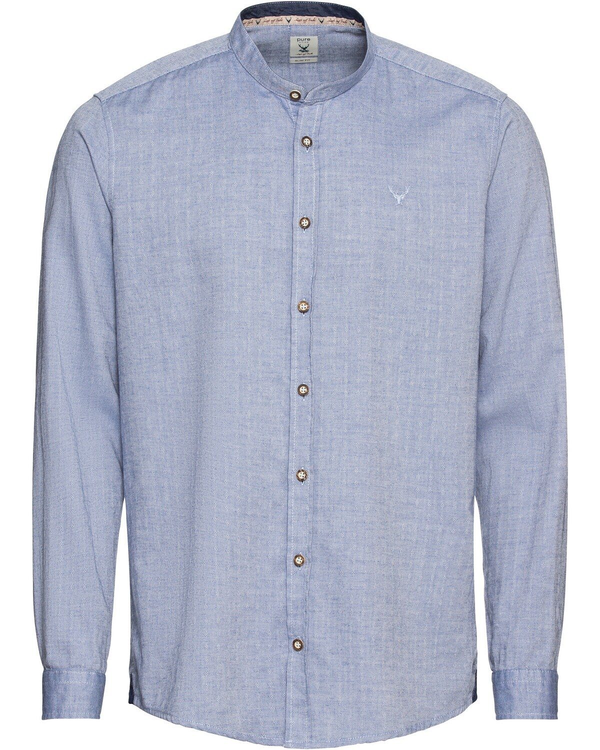 Trachtenhemd Stehkragen-Hemd Pure Blau