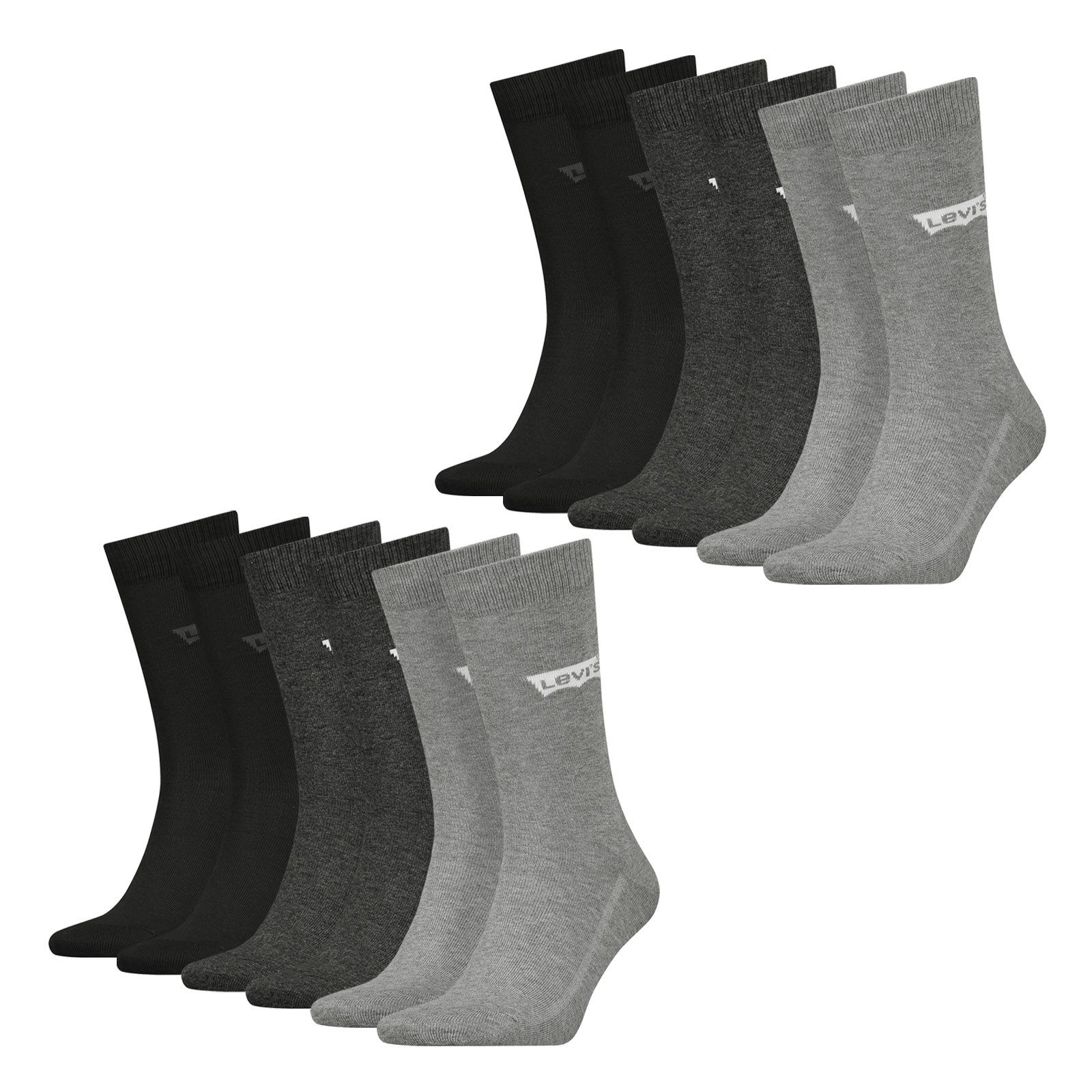 Levi's® Socken Regular Cut Batwing Logo Socks (6-Paar) mit seitlichen Belüftungslinien