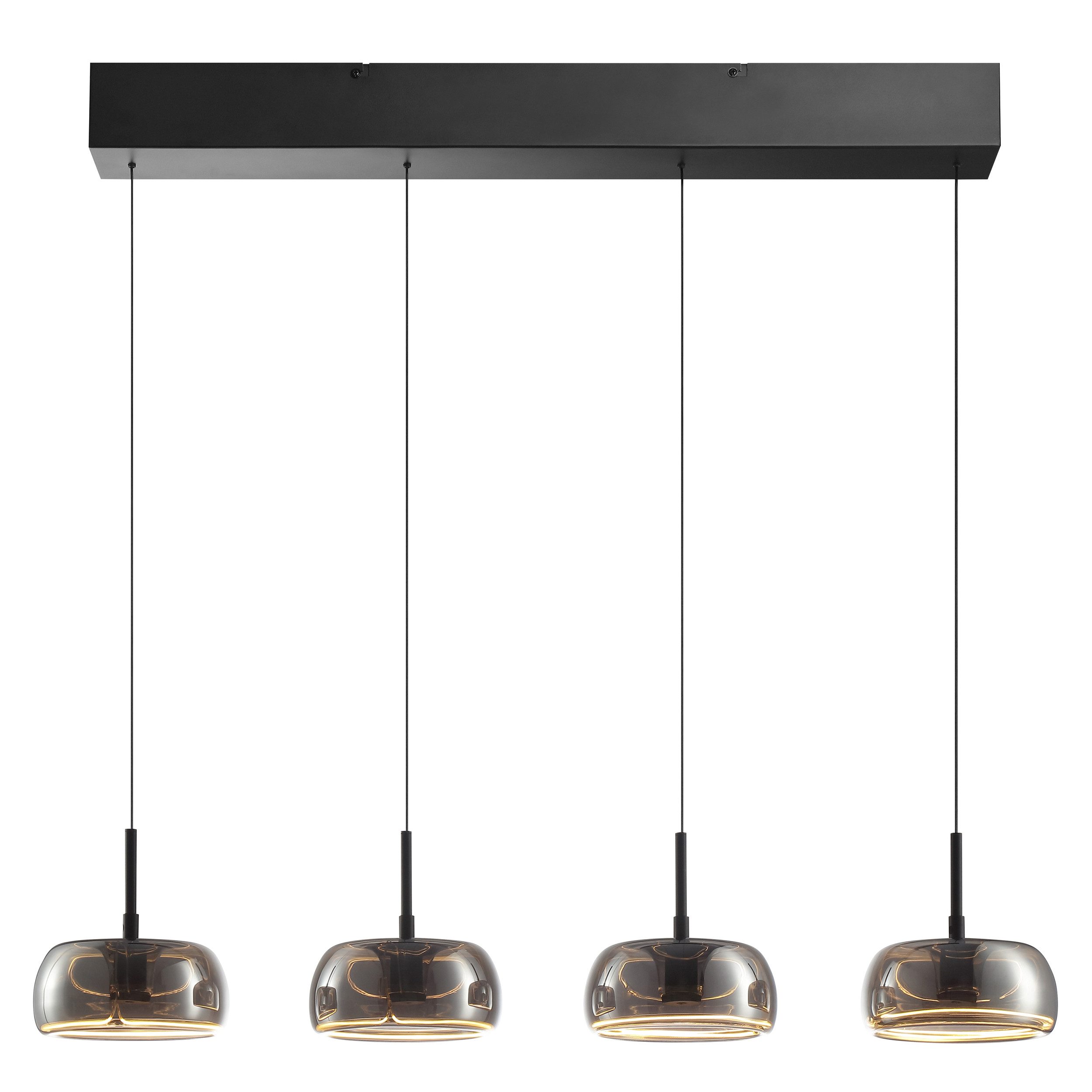 lumiCouture LED Pendelleuchte Phantom, Memoryfunktion, mehrere Helligkeitsstufen, LED fest integriert, Warmweiß, H. 150 cm, 2700 K, schwebende Optik, Rauchglas, schwarz
