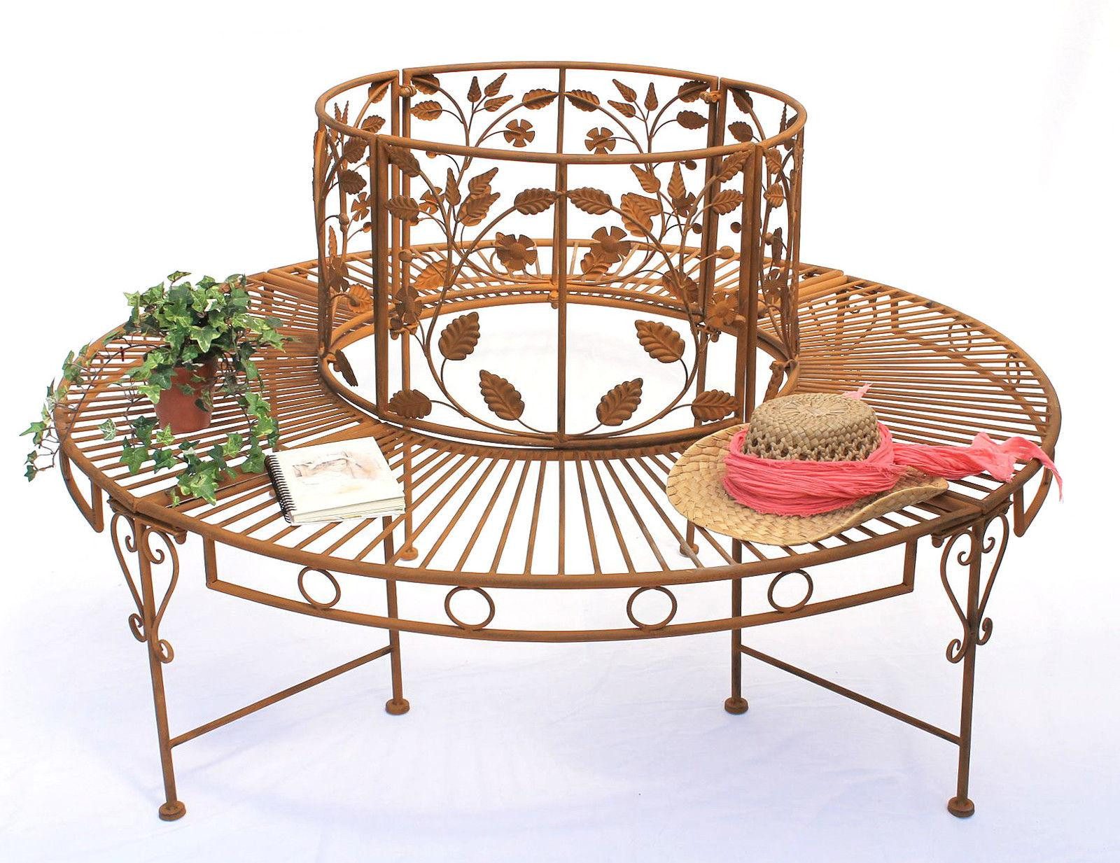 DanDiBo Rundbank Metall wetterfest Braun Ø 140 cm Baumbank Gartenbank Sitzbank