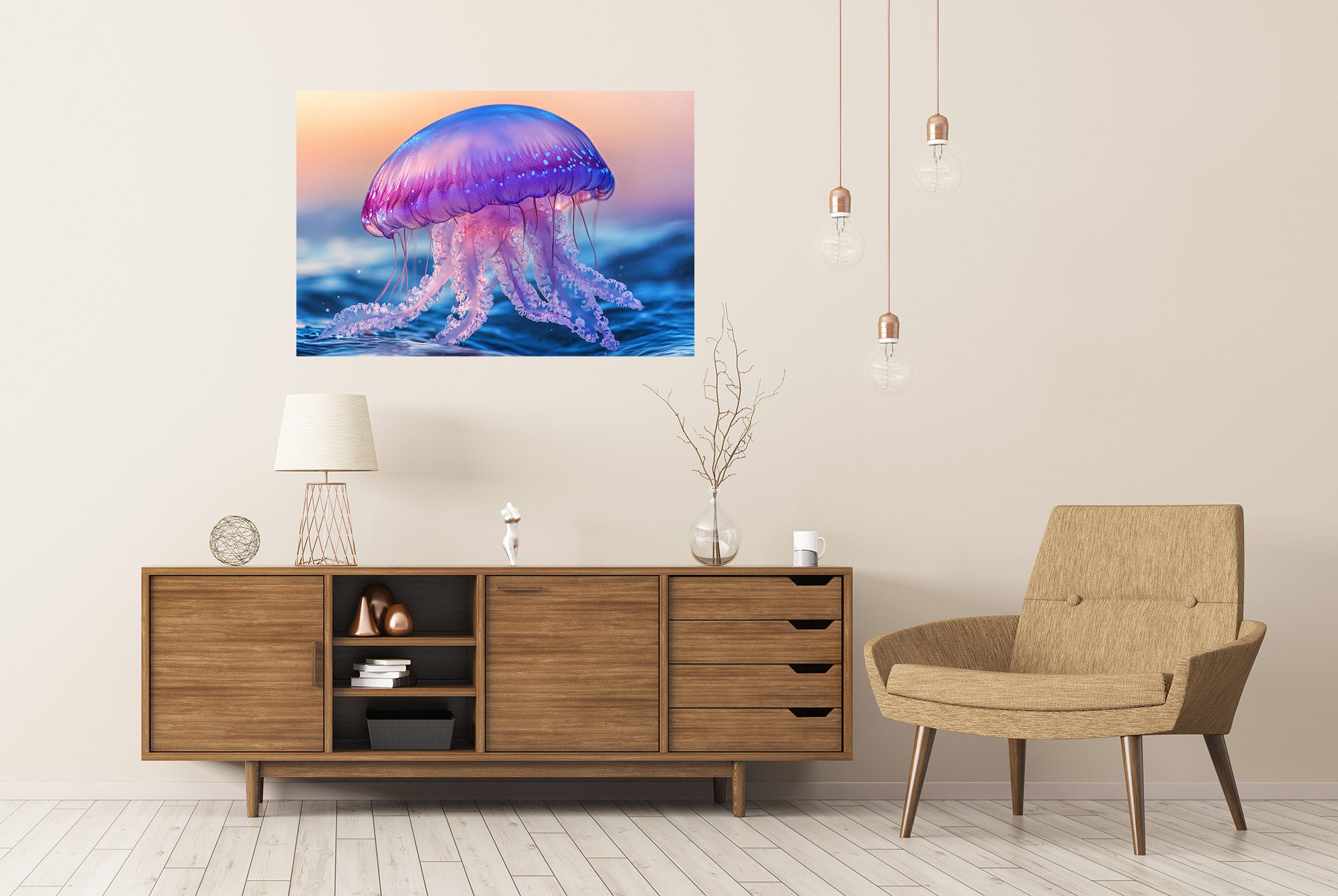 islandburner Poster, Leuchtende Qualle bei Sonnenuntergang