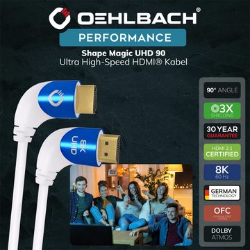 Oehlbach Shape Magic UHD 90 Ultra-High-Speed HDMI® Kabel mit 90° Stecker HDMI-Kabel, HDMI, HDMI (100 cm)