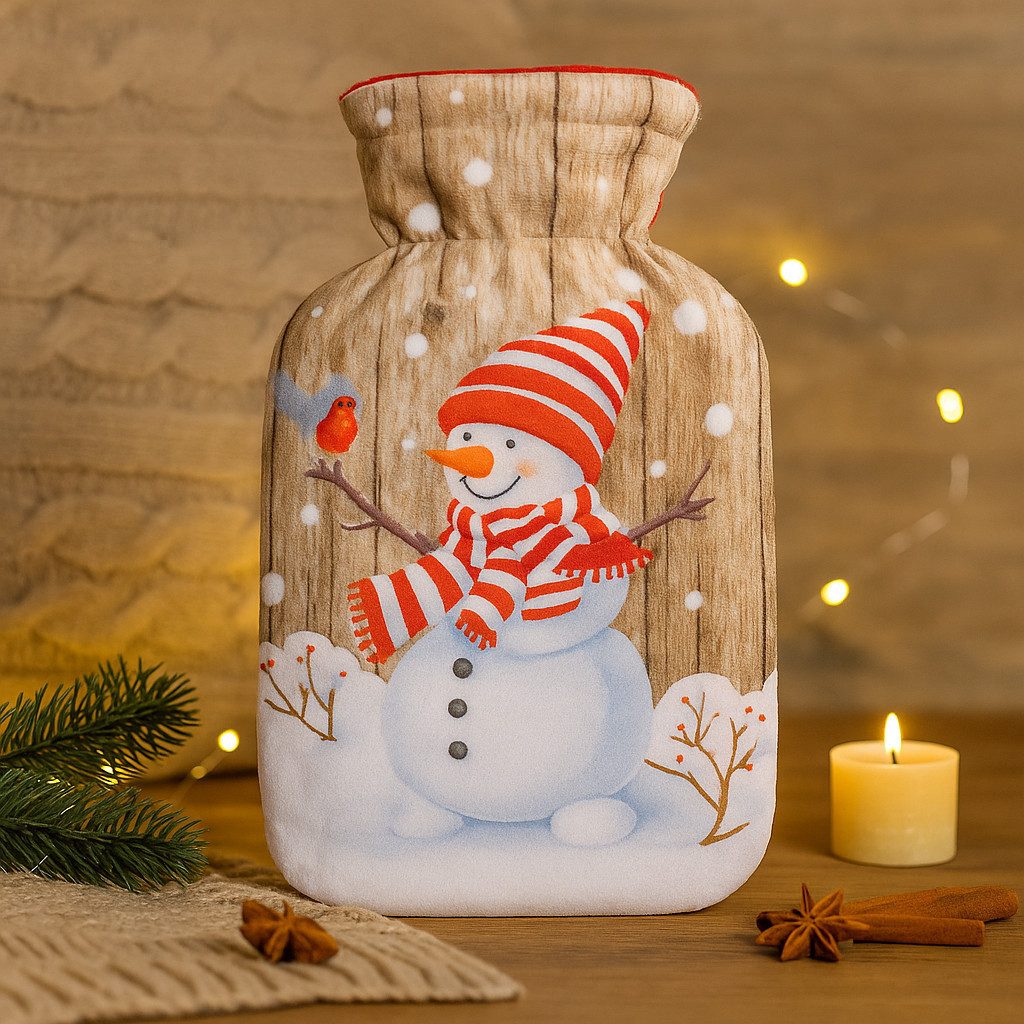 Out of the Blue Wärmflasche Weihnachts Wärmflasche 1L mit Motivbezug 26x16 cm 4 Designs, Wärmender Weihnachtsgruß mit Kuschelfaktor