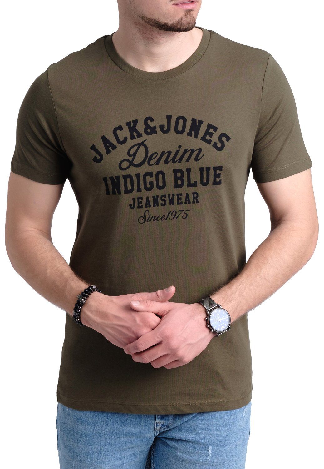 Jack & Aufdruck T-Shirt Print-Shirt OPT12 aus mit Baumwolle Jones