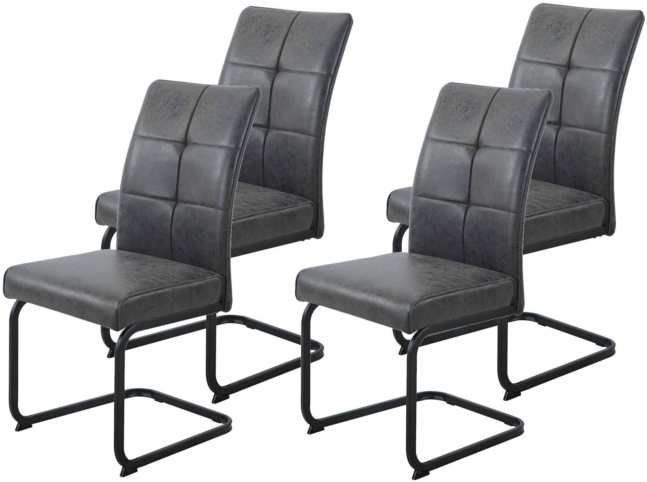 HELA Freischwinger MALTA (Set, 4 St), verschiedene Bezüge, Gestell Hochkant, Steppnähte