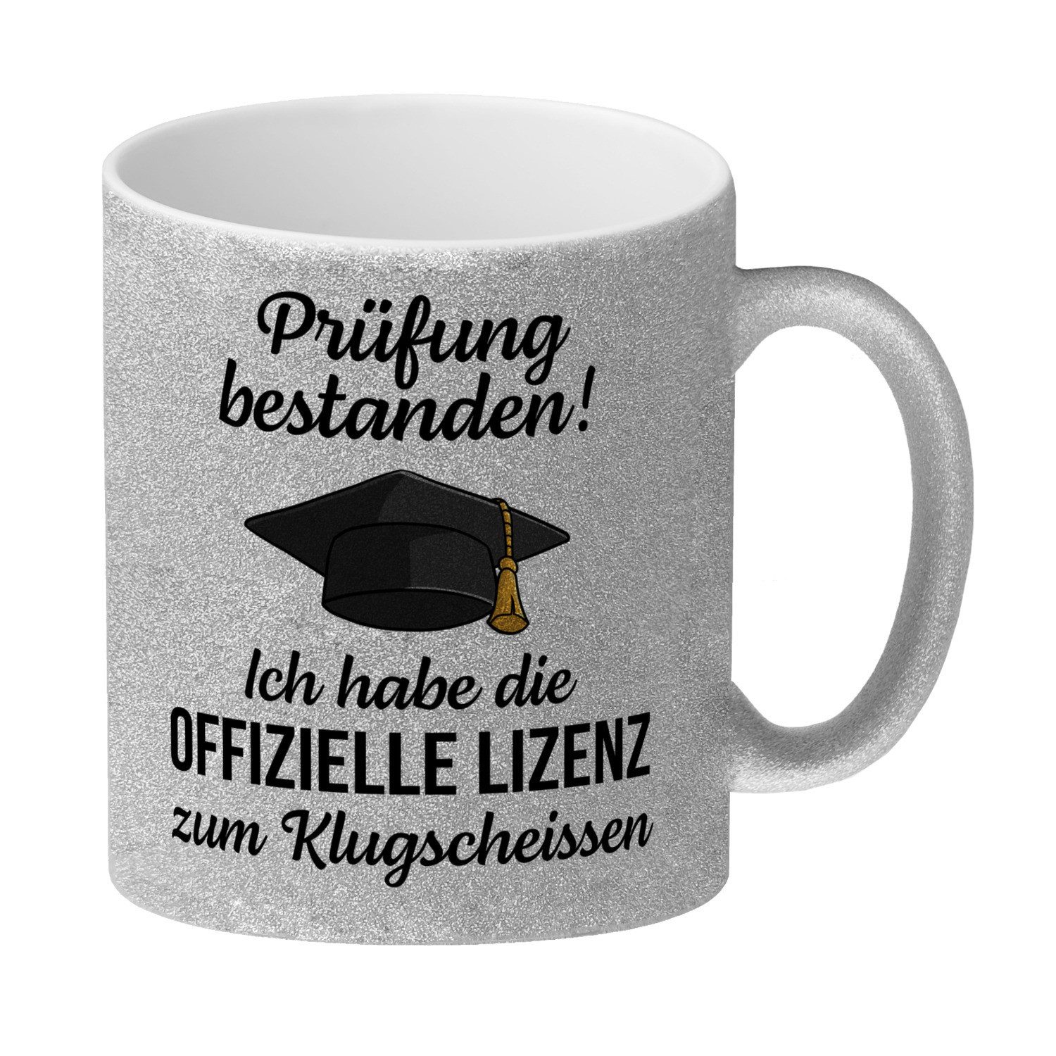 speecheese Tasse Doktorhut Prüfung bestanden Glitzer Kaffeebecher mit ...