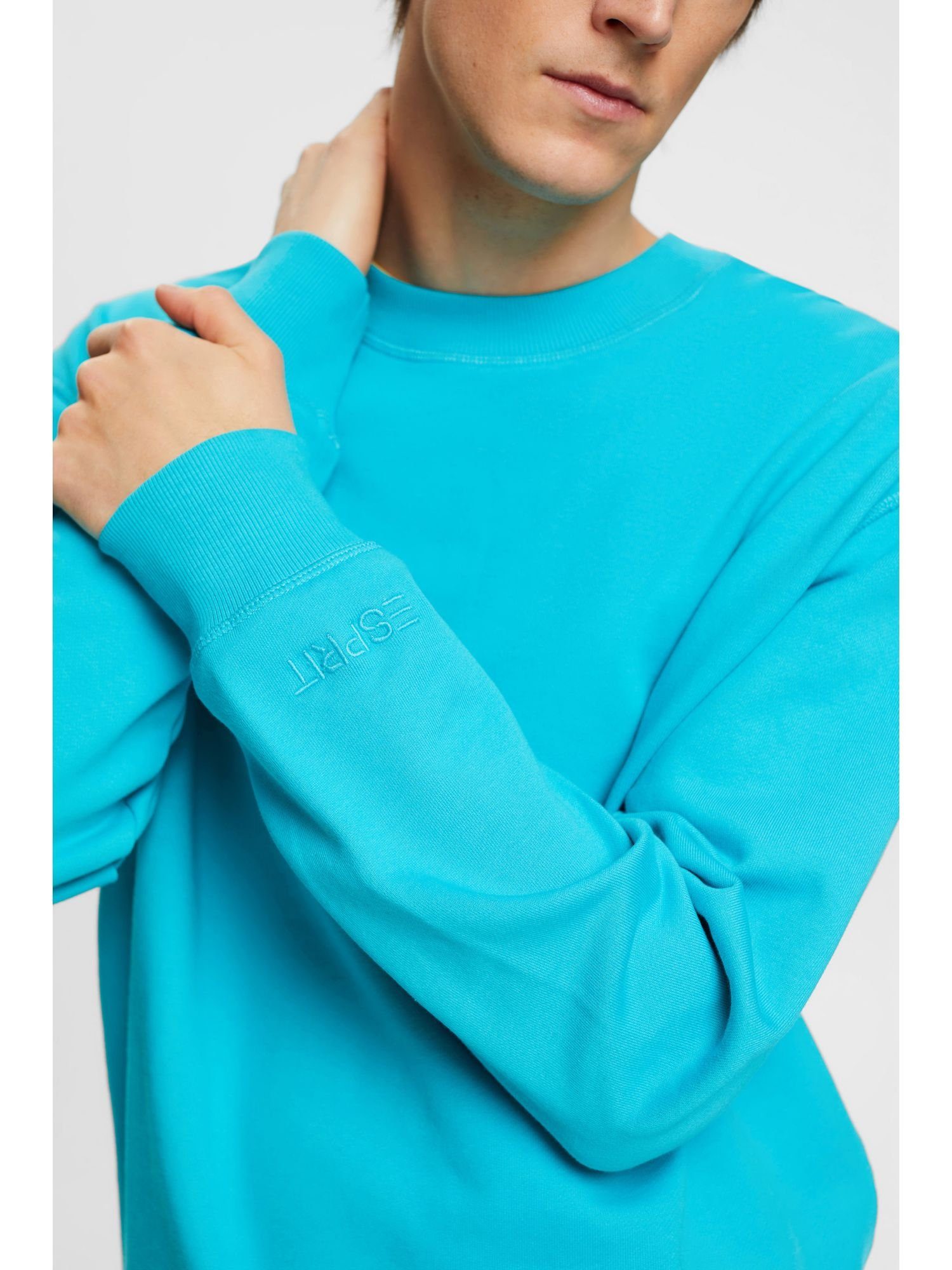 dem Logostickerei (1-tlg) AQUA GREEN Sweatshirt auf mit Ärmel Sweatshirt Esprit