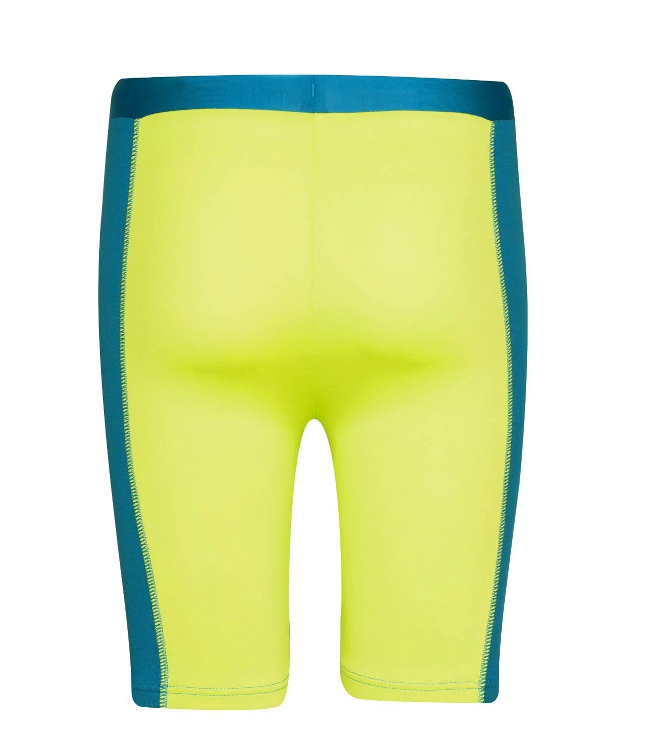 Kvalvika Badeshorts Limegelb/Petrolblau TROLLKIDS