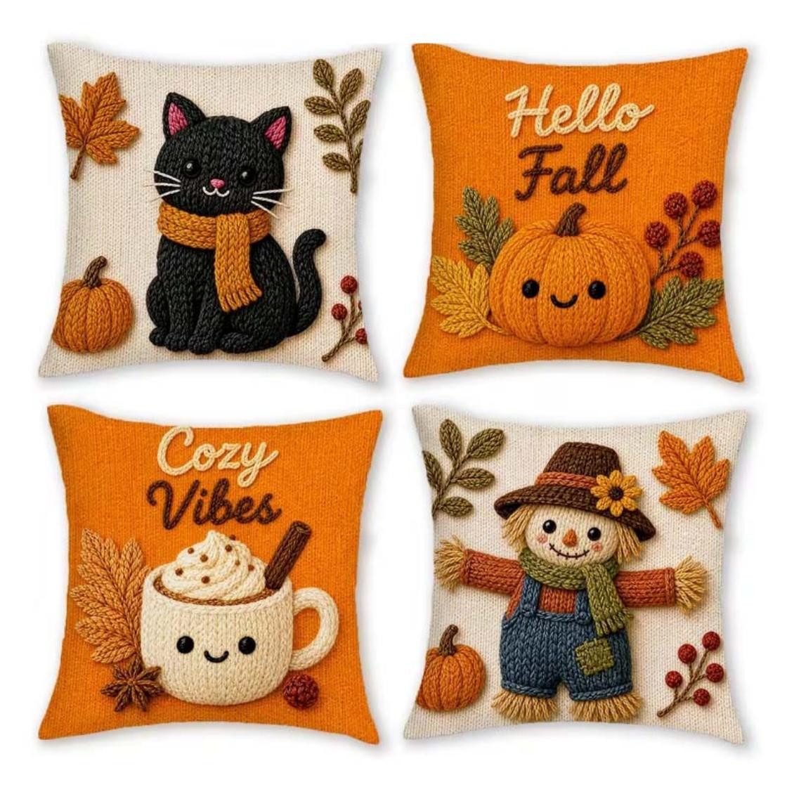 Sorvyzxn Kissenhüllen 2/4er-Set Halloween-Kissenbezüge mit 2D-Flachdruck, (4 Stück)