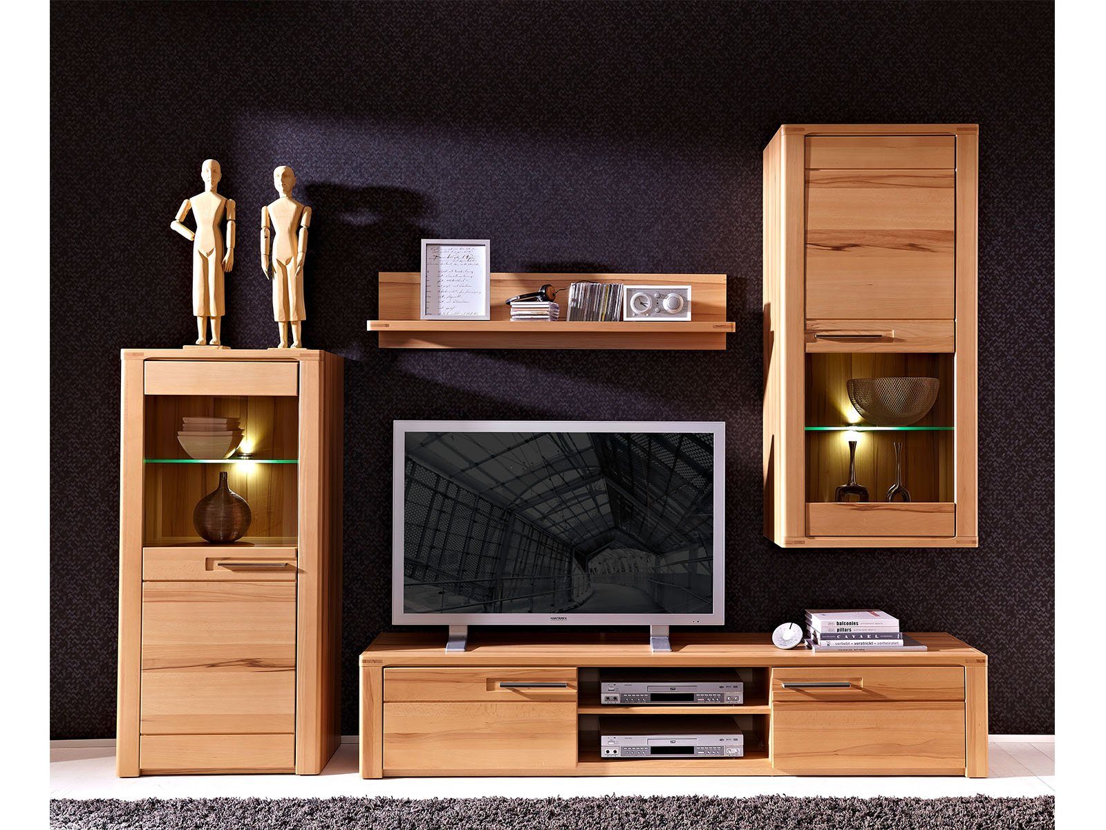 freiraum Wandboard Wandboard >Nature Plus< in Kernbuche aus Massivholz - 115x25x25cm, 115 x 25 x 25 cm (B/H/T)