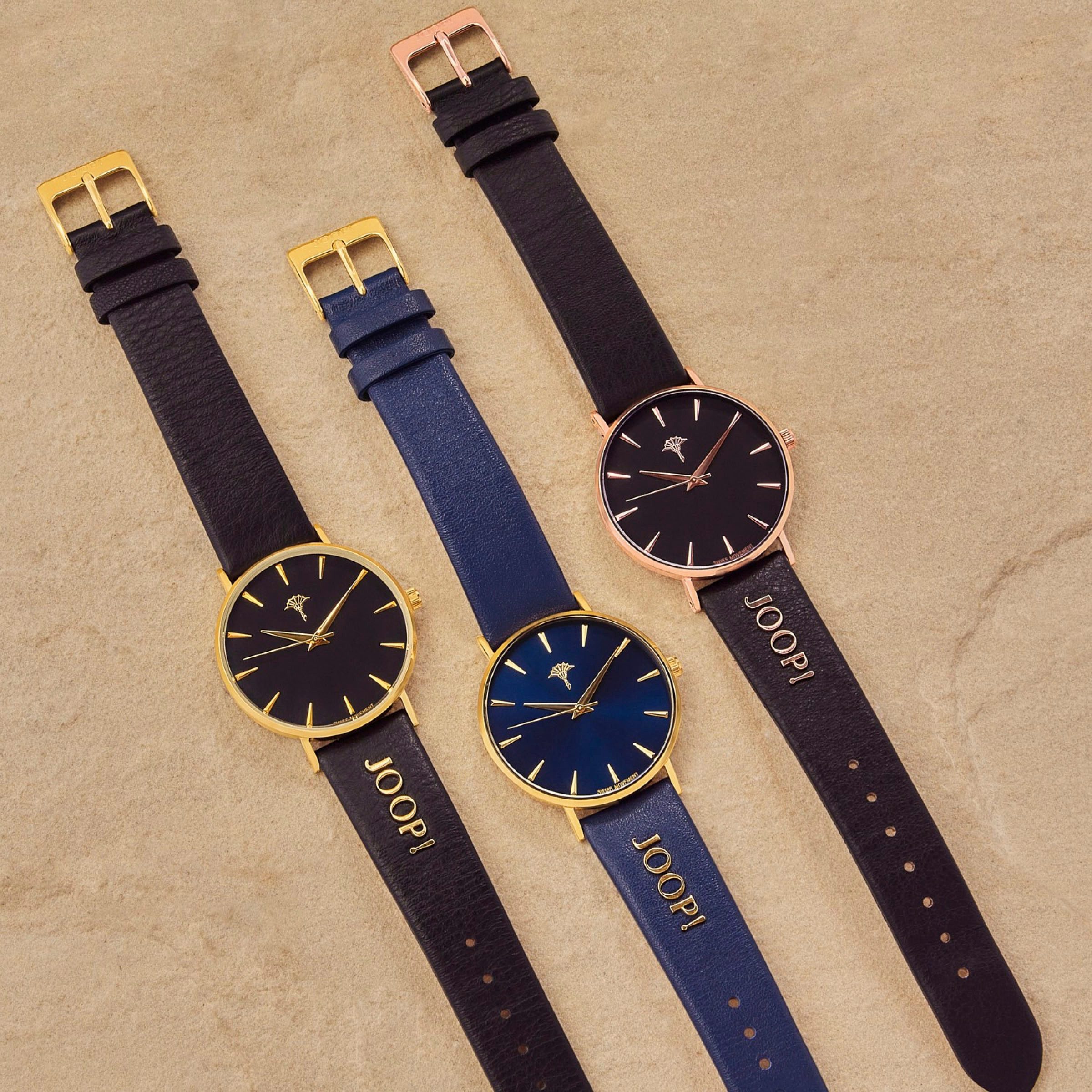 JOOP! Quarzuhr 2035048, Armbanduhr, Damenuhr, analog, Lederarmband