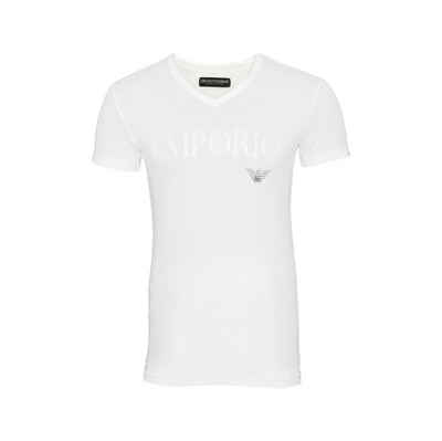 Emporio Armani T-Shirt V-Ausschnitt mit großem Schriftzug (1-tlg)