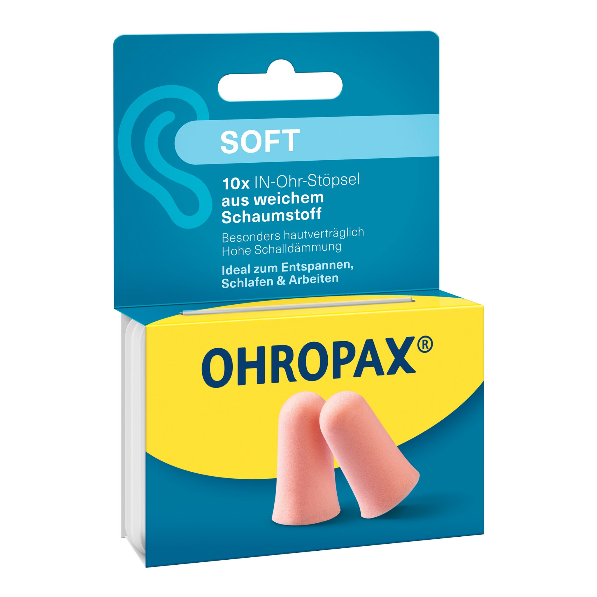 OHROPAX Gehörschutzstöpsel OHROPAX Soft Ohrstöpsel 10 Stück – Für Schlaf, Reise & Lernen