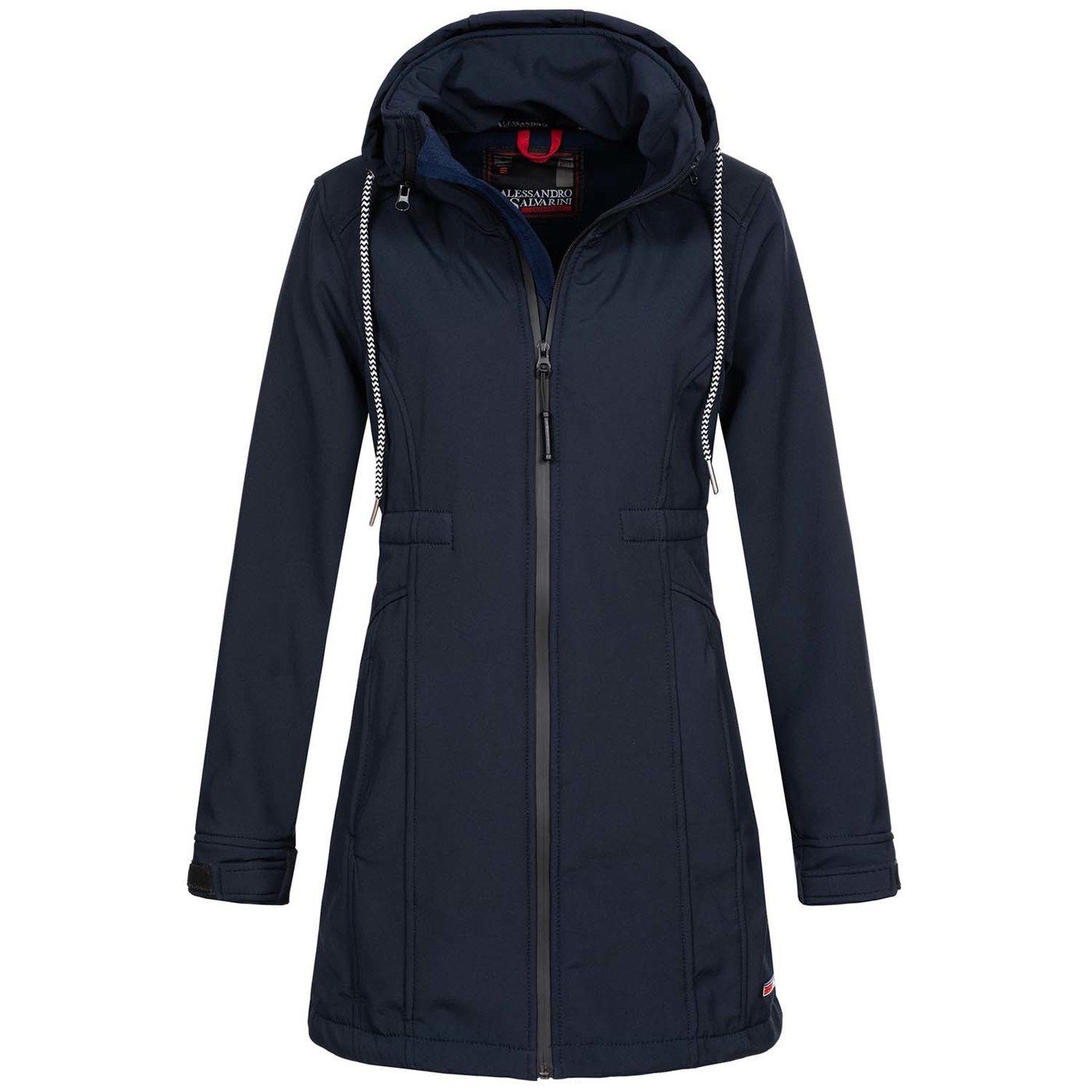 Alessandro Salvarini Softshelljacke ASLucia lang mit hohem Stehkragen navy