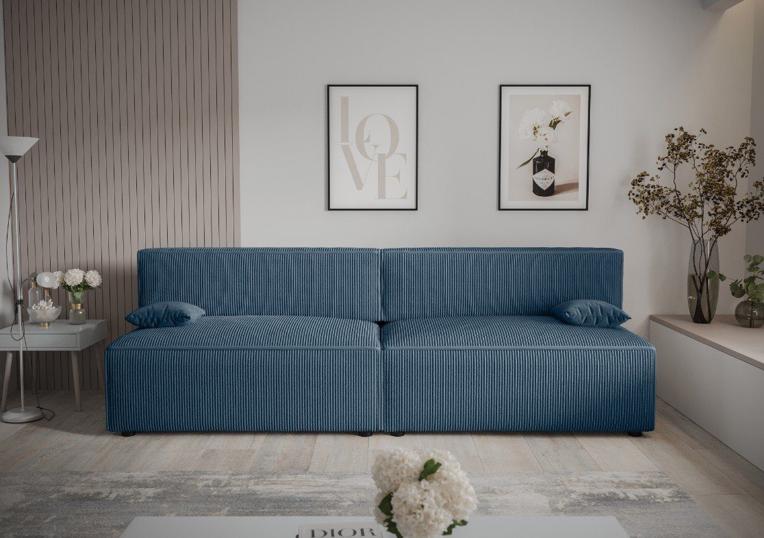 COUCH Sofa Schlaffunktion 262cm MIRAX2 Schlafsofa, und Bettkasten pressiode mit Blau