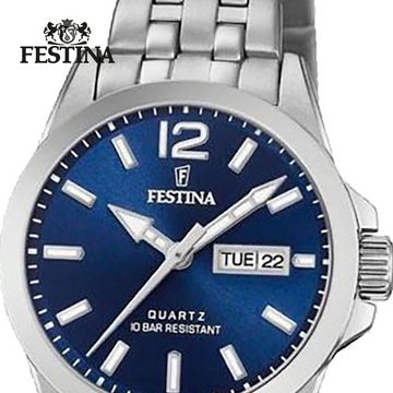 Festina Quarzuhr Festina Damen Uhr F20455/3 Edelstahl, Damen Armbanduhr rund, Edelstahlarmband silber