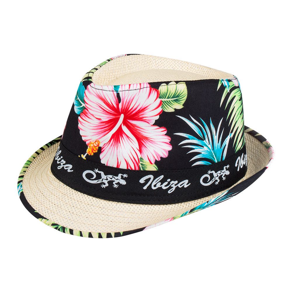 Boland Kostüm Hut Ibiza Sommer Fedora mit Blumenmuster Strandhut für Karnev günstig online kaufen