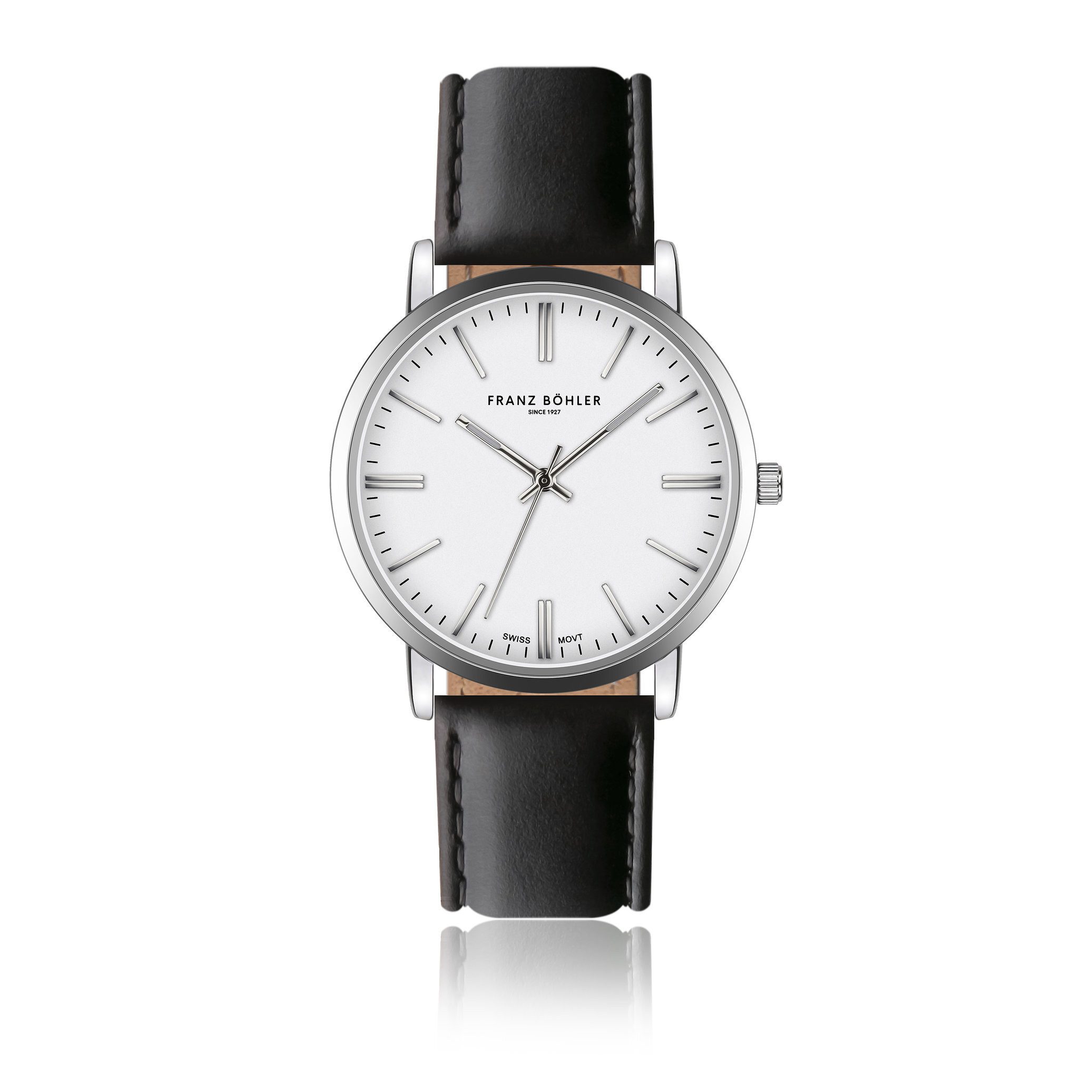 FRANZ BÖHLER Quarzuhr BC1-S010S Bannalp Silver Padded and stitched smooth