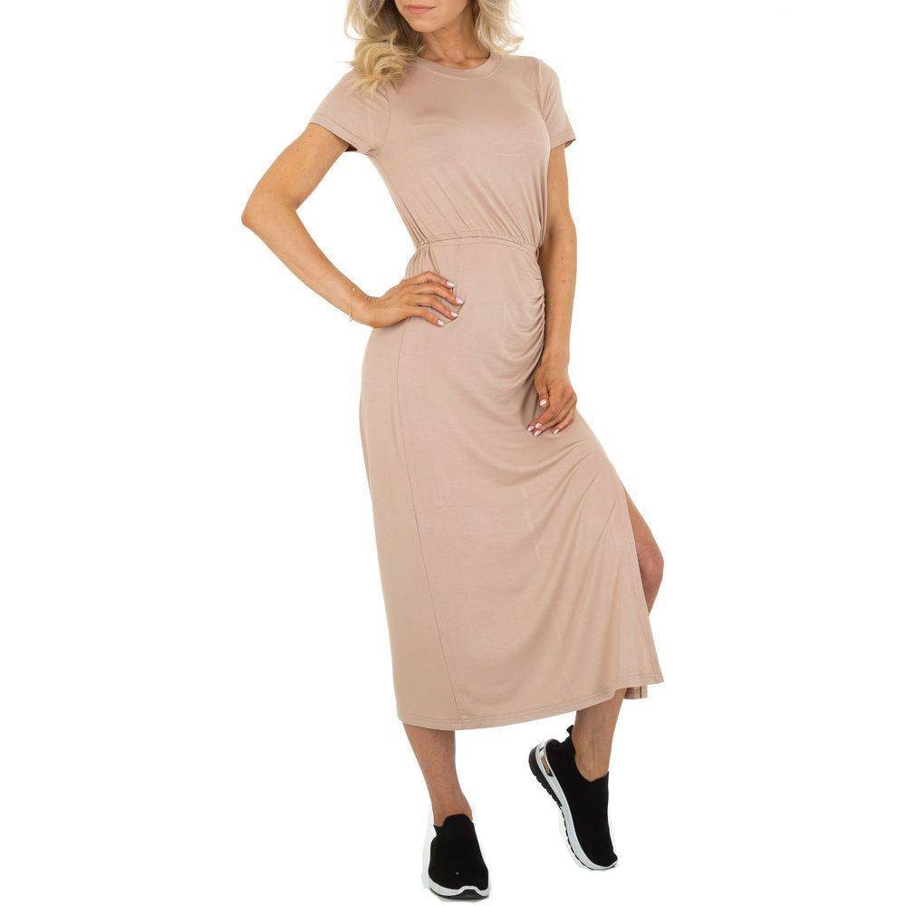 Ital-Design Sommerkleid Damen Freizeit Zierschleife Stretch Beige in Sommerkleid