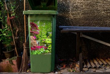 MuchoWow Wandsticker Bäume - Blumen - Japanisch - Natur - Wasser (1 St), Mülleimer-aufkleber, Mülltonne, Sticker, Container, Abfalbehälter