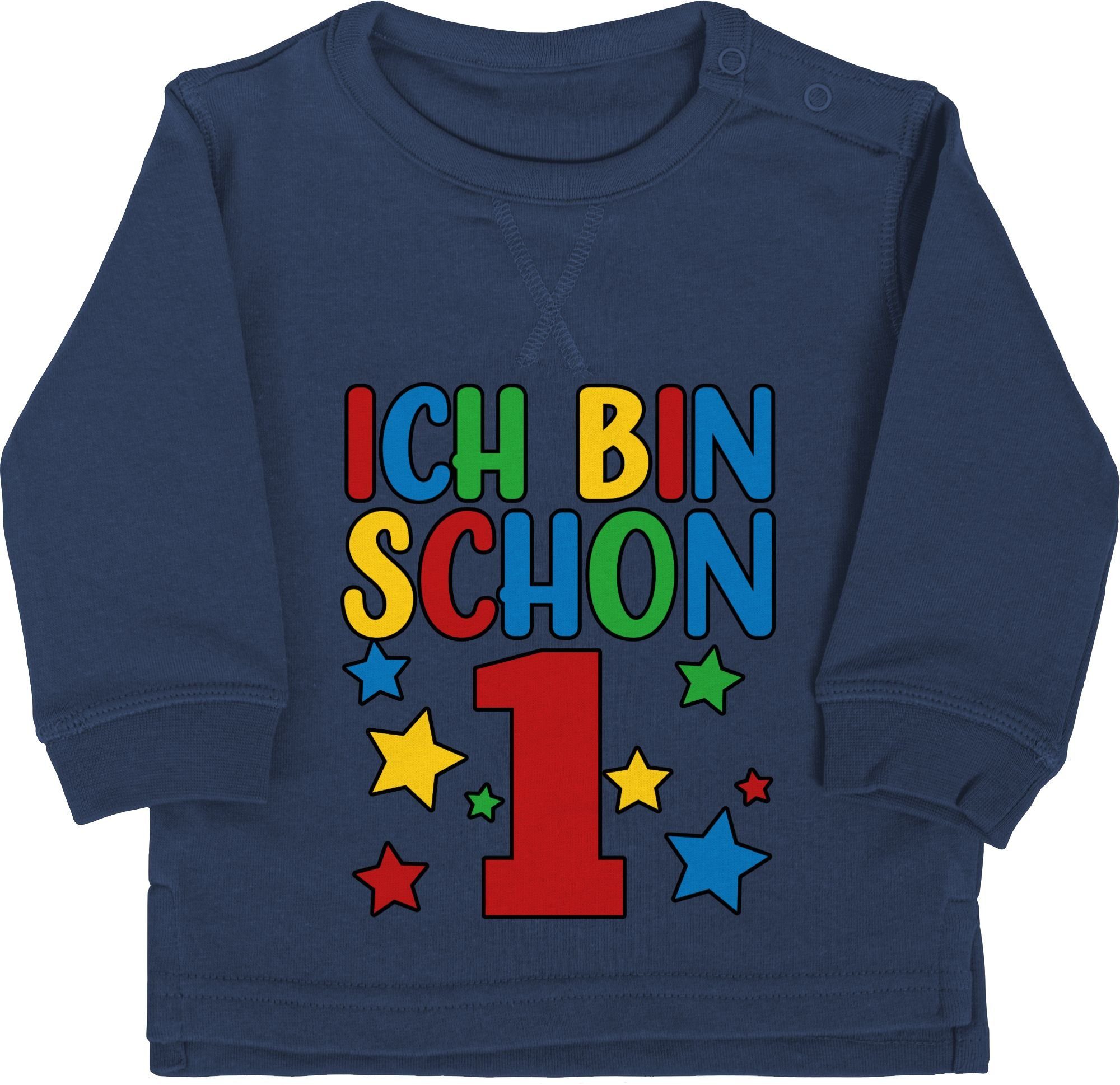 2 schon Sweatshirt Blau eins bunt Shirtracer Ich 1. Navy Geburtstag bin