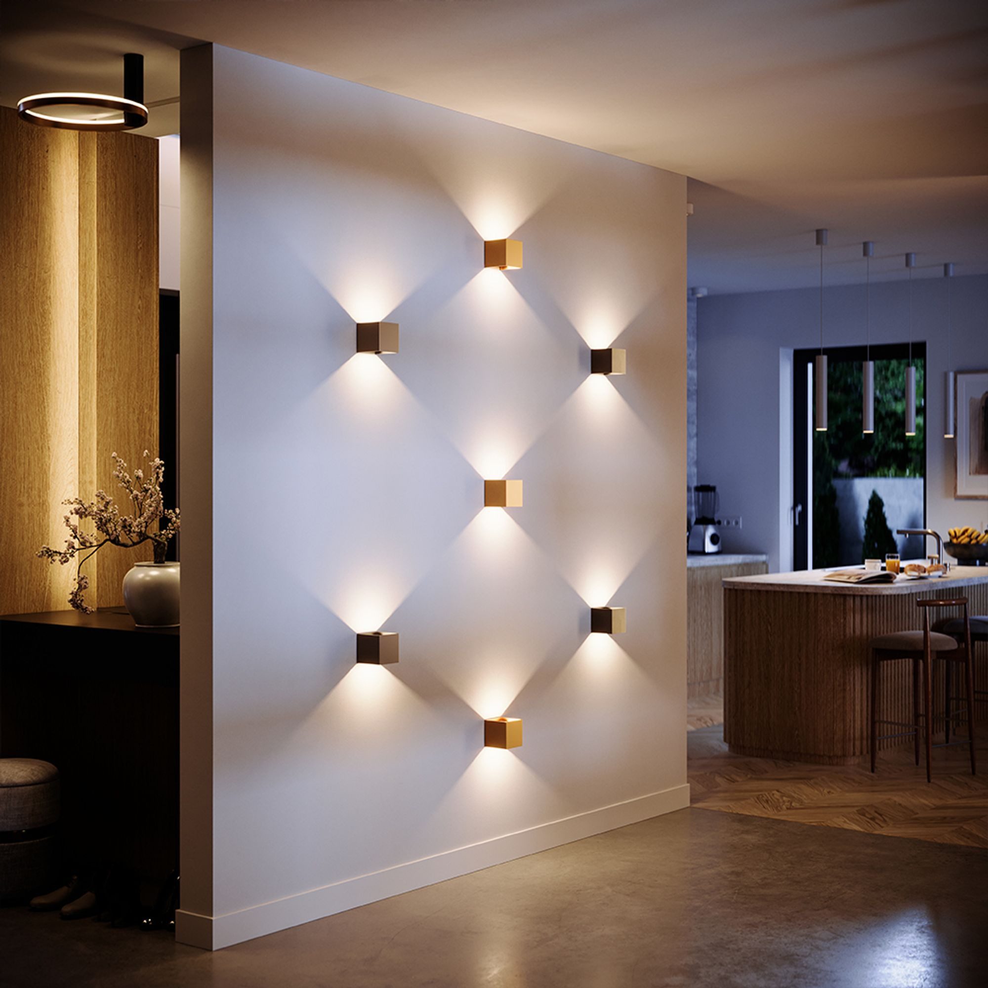 s.luce Wandleuchte LED High Power Wandlampe Ixa IP20 Blattgold, Warmweiß