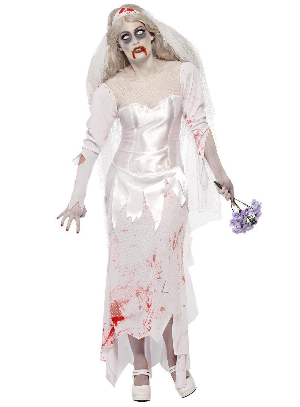 Smiffys Zombie-Kostüm Zombie Braut - Horror Halloween Kostüm Damen