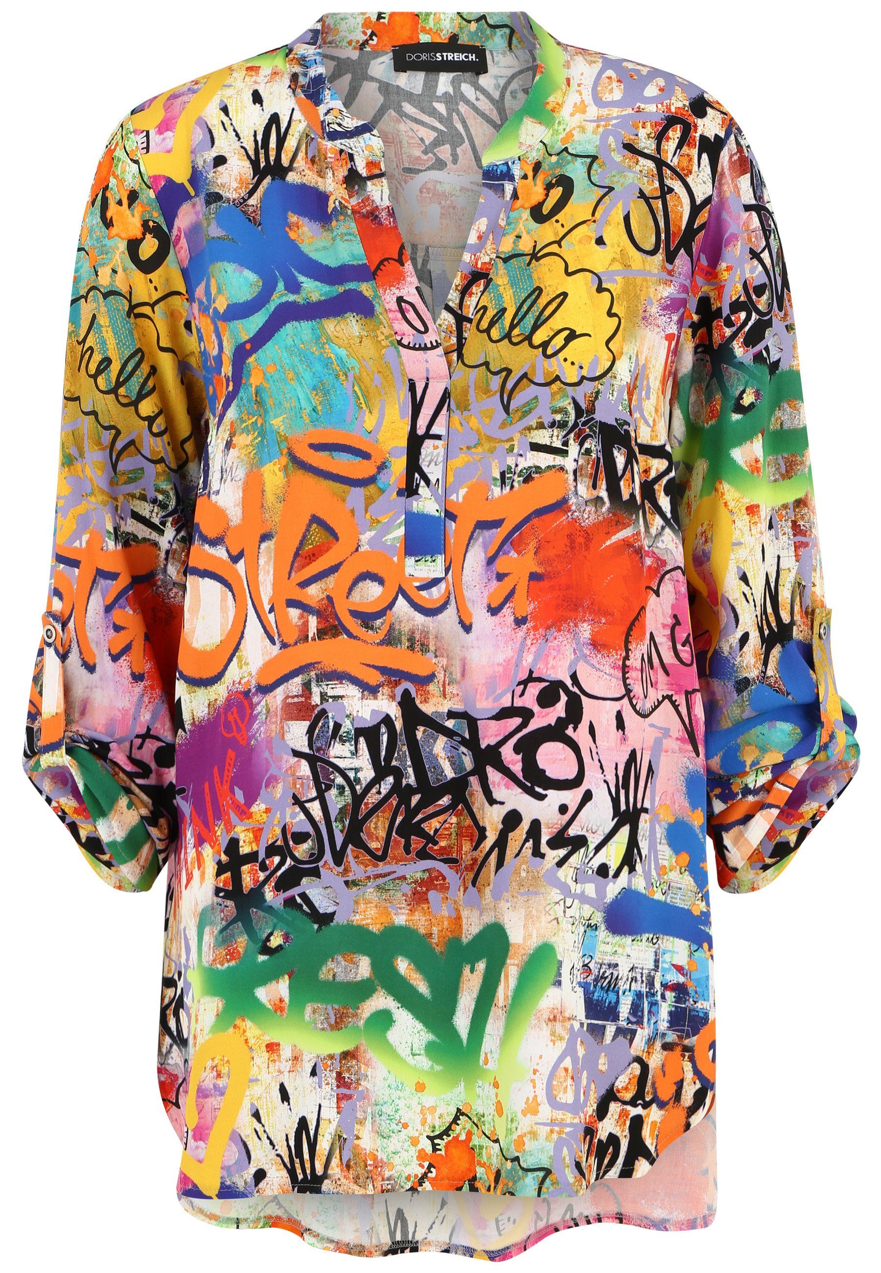 Doris Streich Tunika Bluse mit Graffiti-Print mit modernem Design multicolor