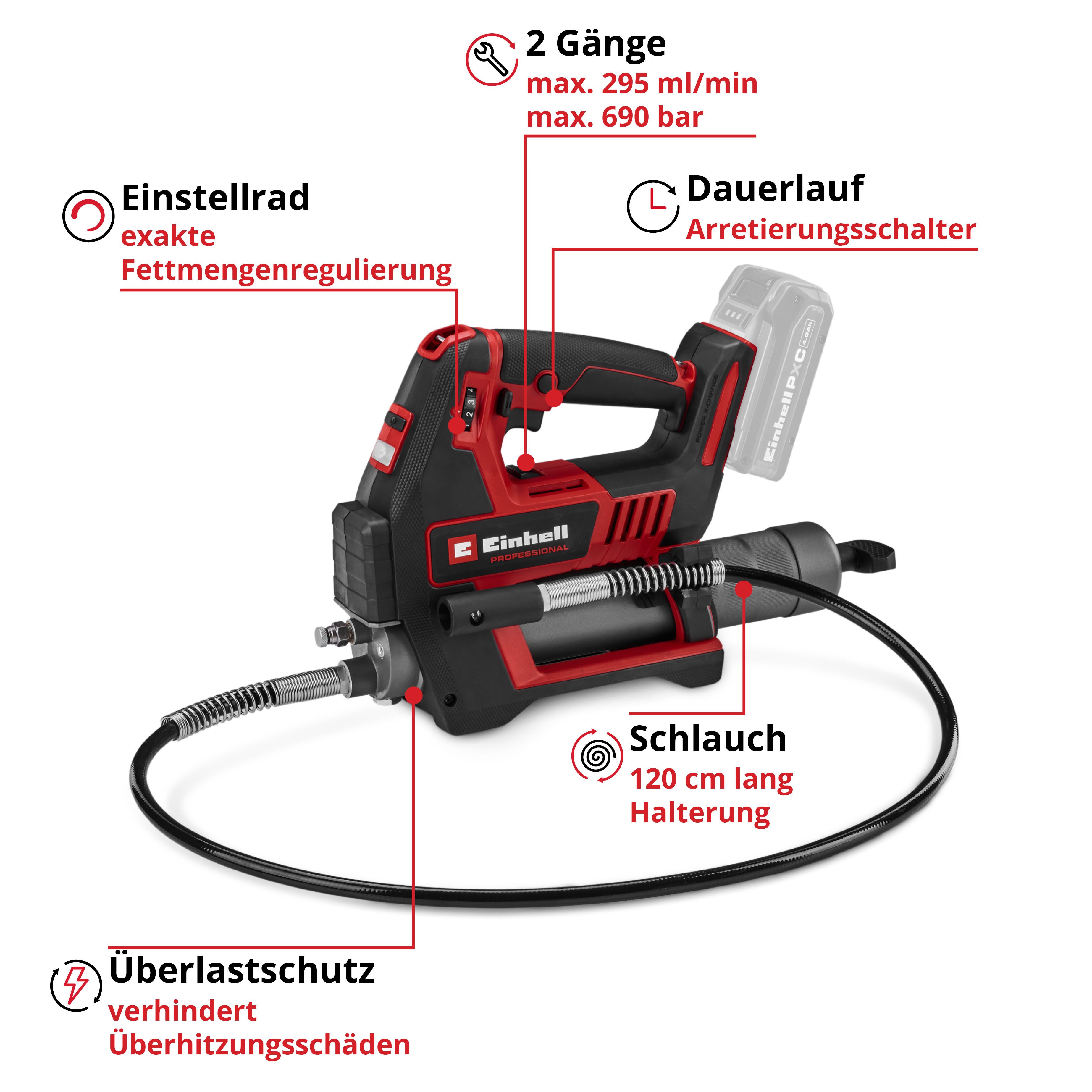 Einhell Akku-Fettpresse TP-GR 18/690 Li - Solo Akku-Fettpresse, ohne Akku und Ladegerät