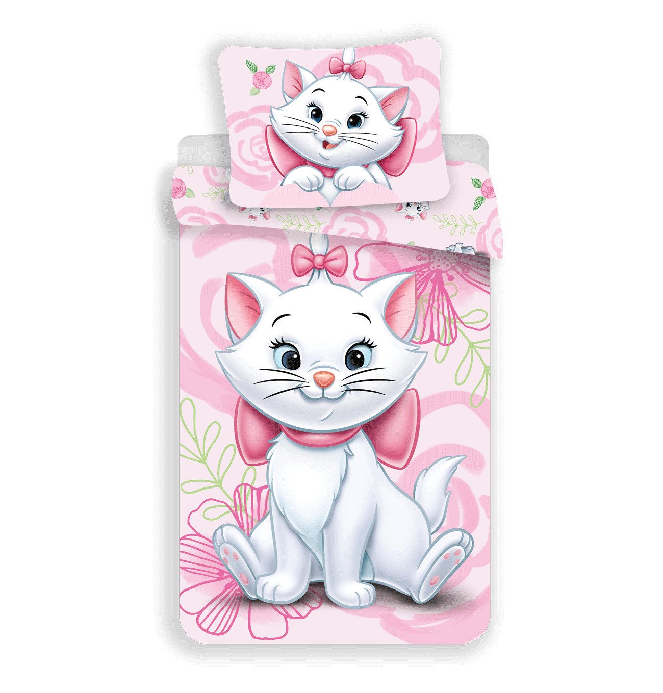 Disney Kinderbettwäsche Marie Cat Design Kuschelige Baumwolle, 140x200 cm & 70x90 cm