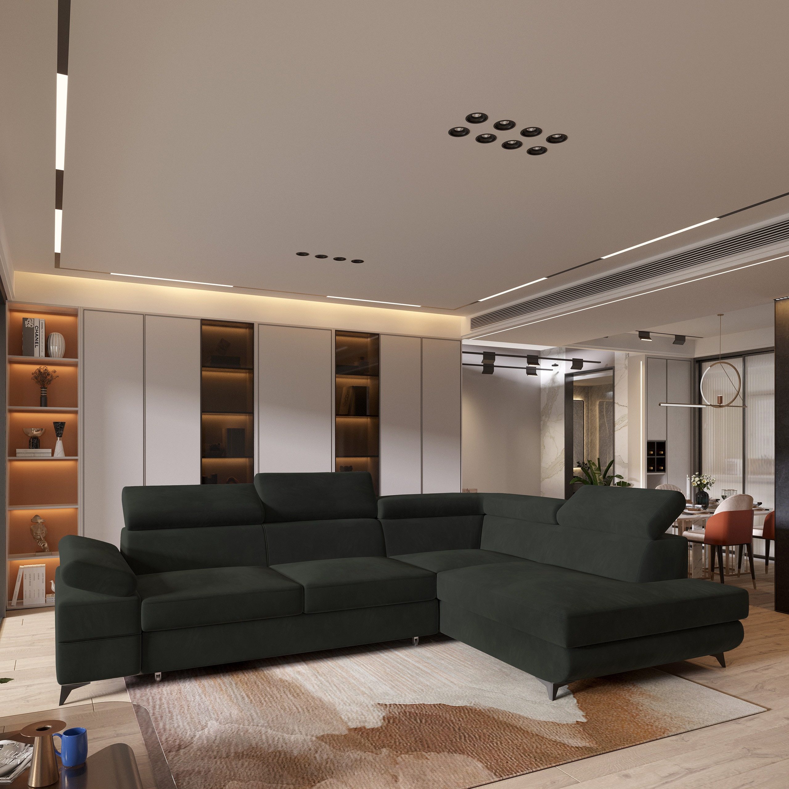 Masseno Ecksofa FAVIEN mit Schlaffunktion L-Form, Sofa mit Bettkasten