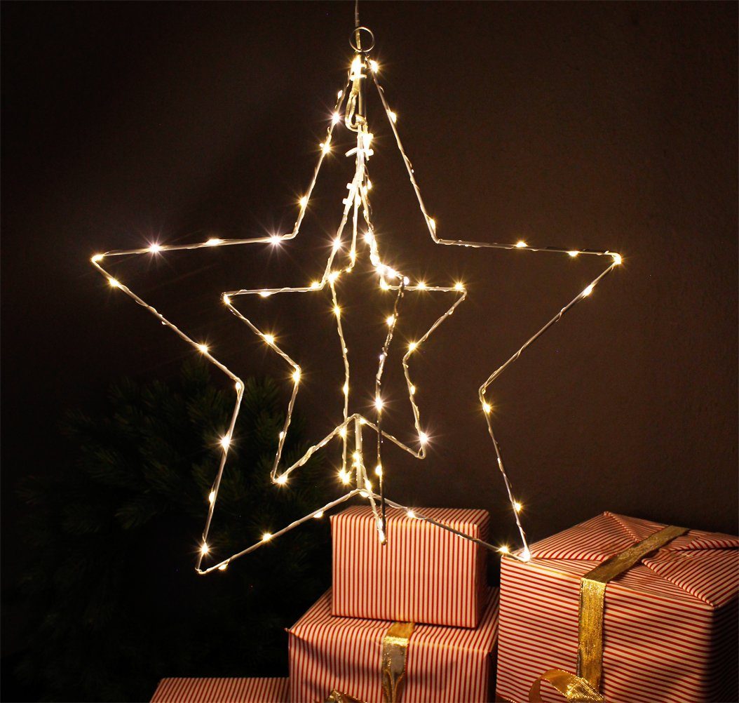 mit und warmweiß, Arnusa 90 LED Hängen, LED Stern Ein zum LED, 45cm Aus, Weihnachtsstern silhouette, beweglich, Leuchtstern warmweiß