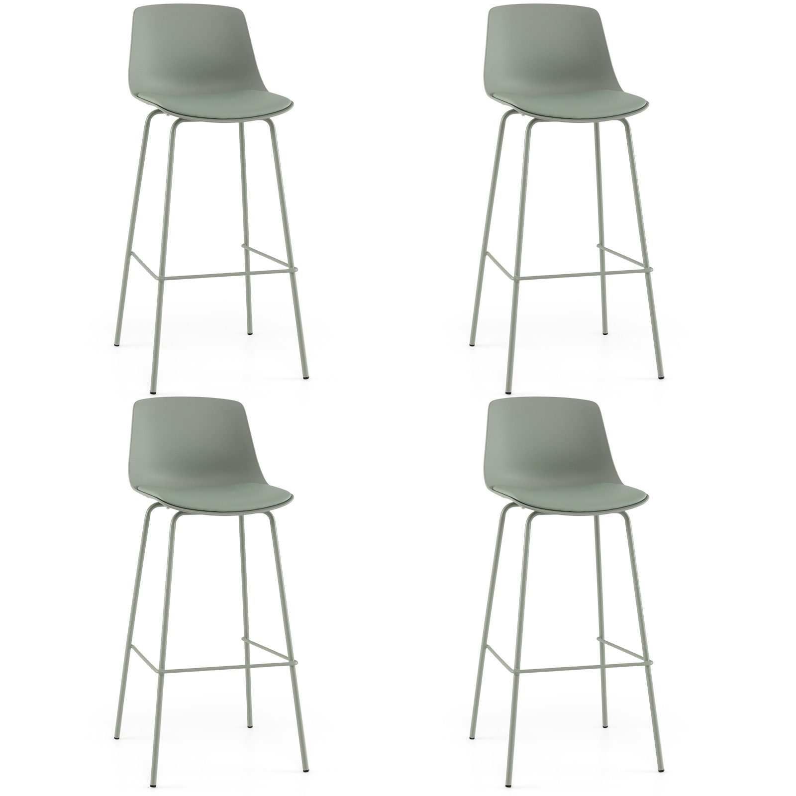 COSTWAY Barhocker (4er Set), gepolstert Sitzhocker mit Rückenlehne, Fußstützen 180kg