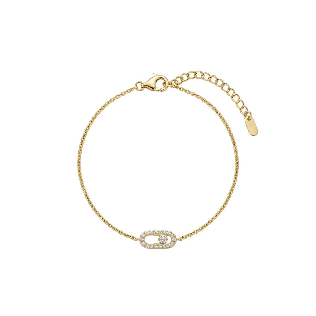 Suzan Gold Silberarmband Link Crystal Armband 925 Sterling Silber – Elegantes Gliederarmband
