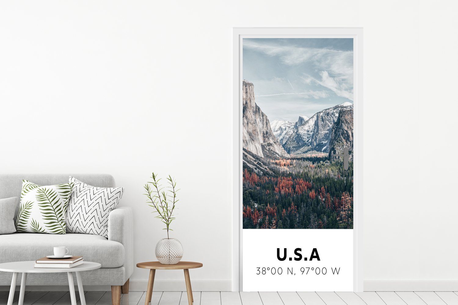 - MuchoWow Wyoming Yosemite St), - Berge, cm Matt, Amerika Fototapete Tür, bedruckt, Wald - 75x205 (1 - Türtapete Türaufkleber, für