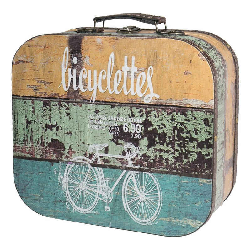 HMF Aufbewahrungsbox Vintage Koffer, Multifunktionskoffer (1 St), Handgefertigter Geschenkkoffer im Fahrrad Design, 32x29,5x12 cm