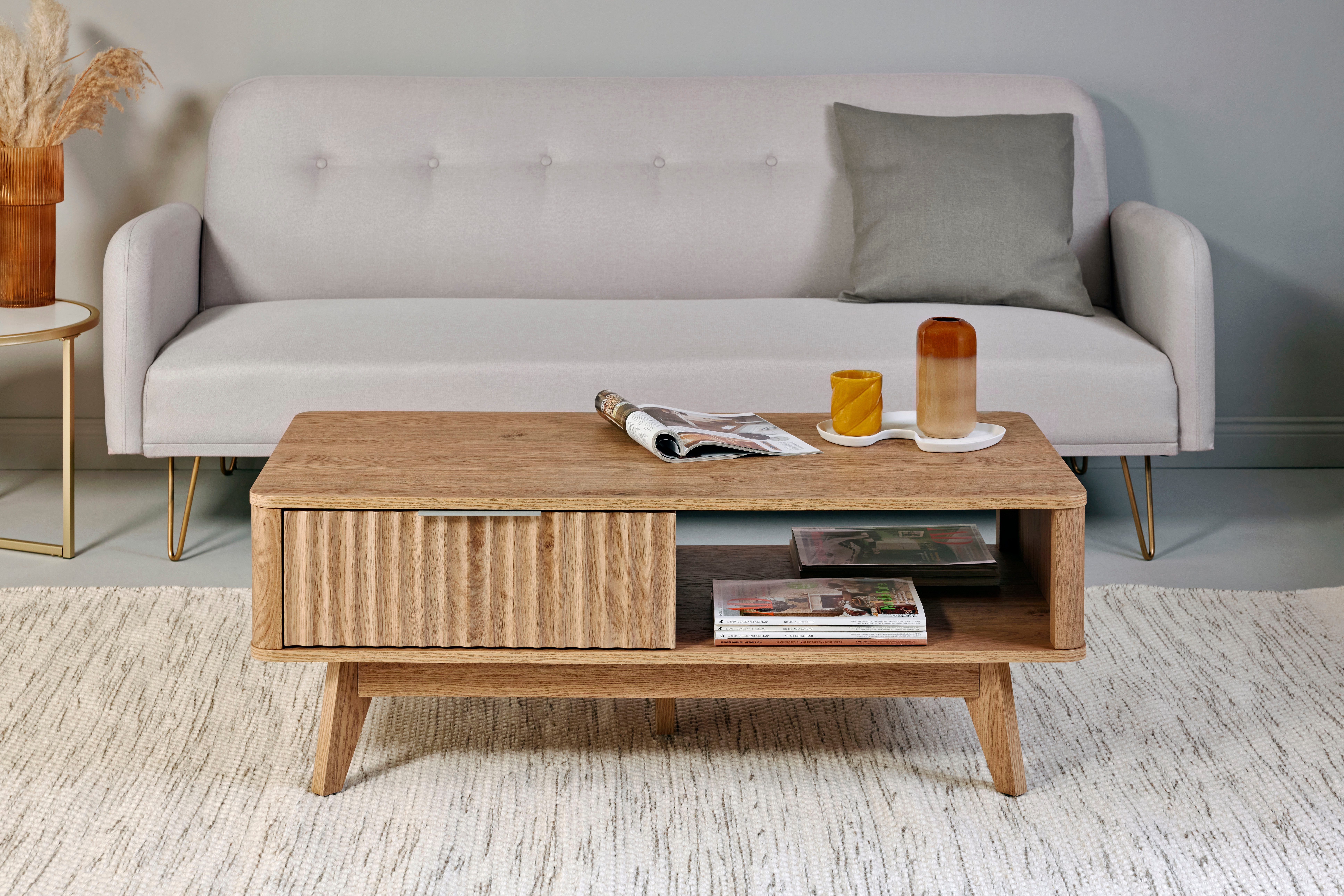 Jahnke Couchtisch WAVE COFFEE SK (1-St), Couchtisch, Retro-Stil, Stauraum, Fronten in raffiniertem Wellendesign