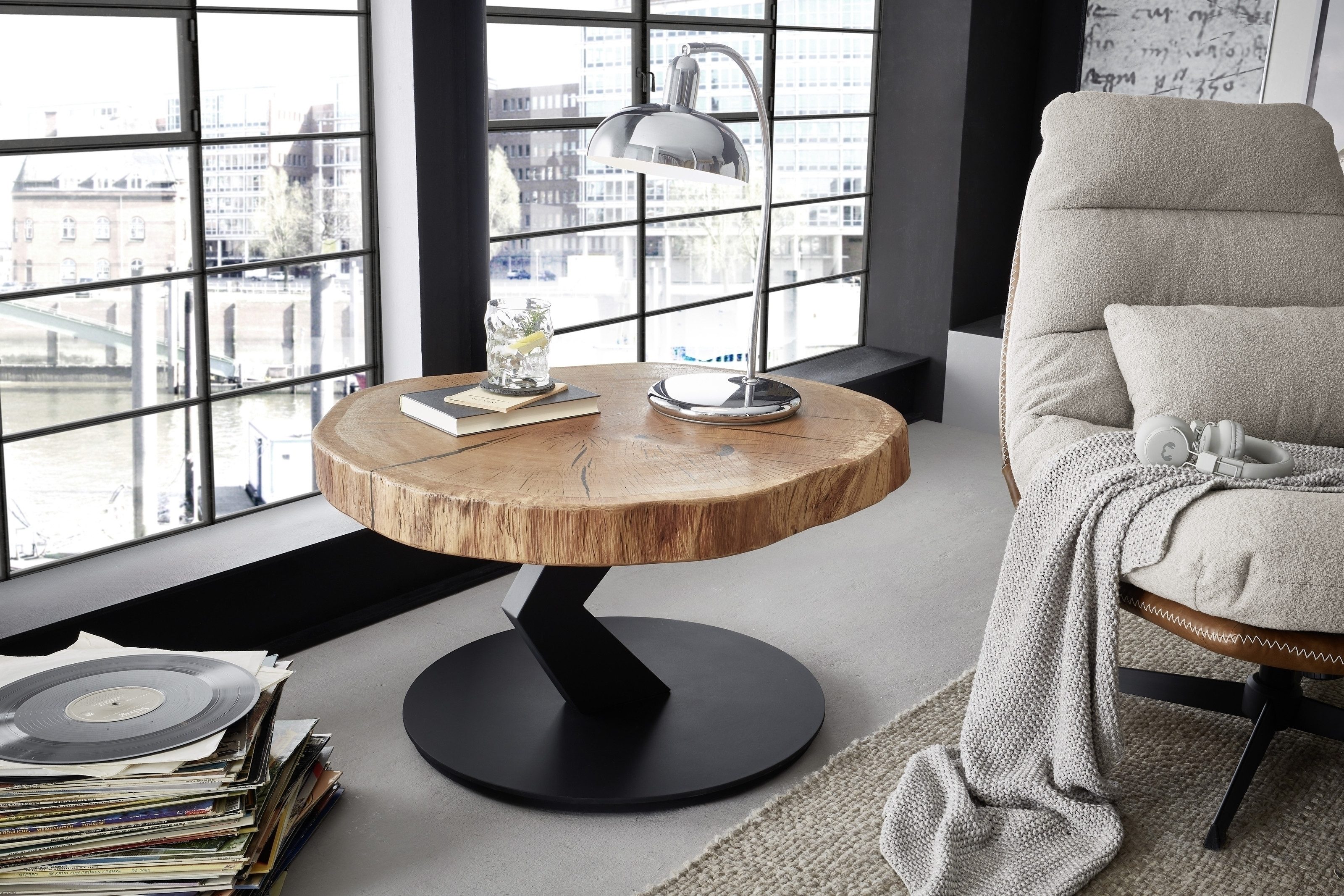 freiraum Couchtisch BILOXI, rollbar, Eiche Massivholz / Holzwerkstoff / Met günstig online kaufen