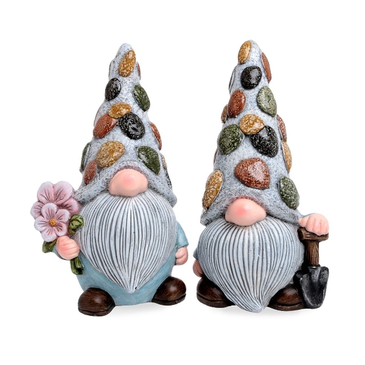 Dragimex Gartenfigur Wichtelfigur Kieseldekor – Wetterfest & frostsicher, Höhe 35 cm, (2 St., 2er-Set)