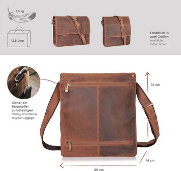 Donbolso Messenger Bag Leder Umhängetasche New York - Business Tasche Vintage, Braun Vintage Mnew York Braun Vintageleder