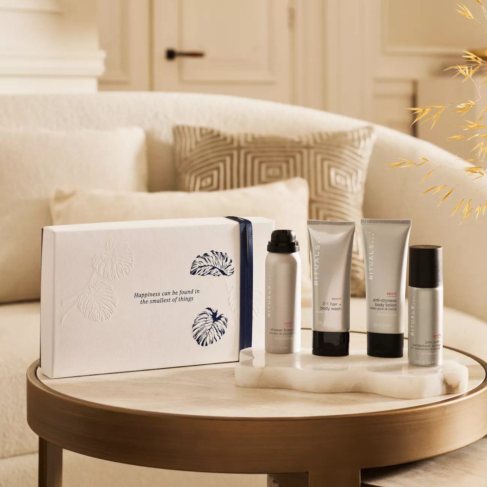 Rituals Pflege-Geschenkset Rituals Homme Sport Geschenkset S 4-teilig – Erfrischende Pflege, 4-tlg., Erfrischendes Herren-Geschenkset mit Bambus & Minze