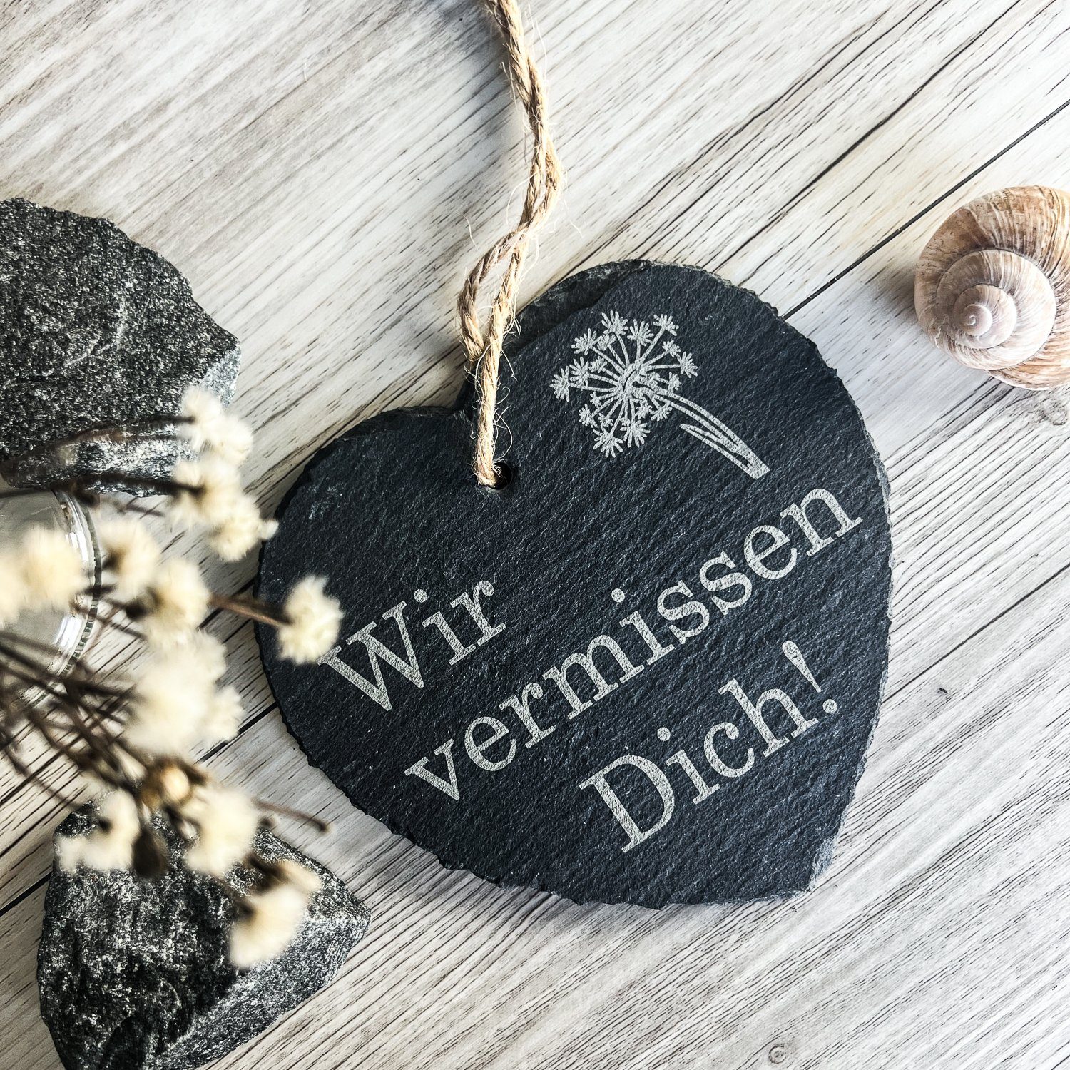 Spruchreif® Dekohänger Kleines Schieferherz mit Gravur, Wanddeko