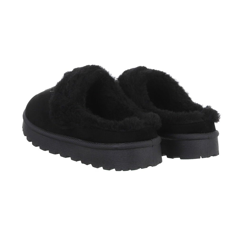 Ital-Design Damen Hausschuhe Freizeit Snowboots (84556790) Flach Hausschuhe in Schwarz