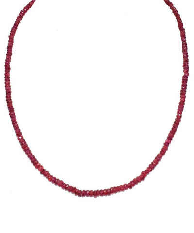 Firetti Collier Runde Steine, rot, 4 mm breit, facettiert, mit Granaten, Made in Germany