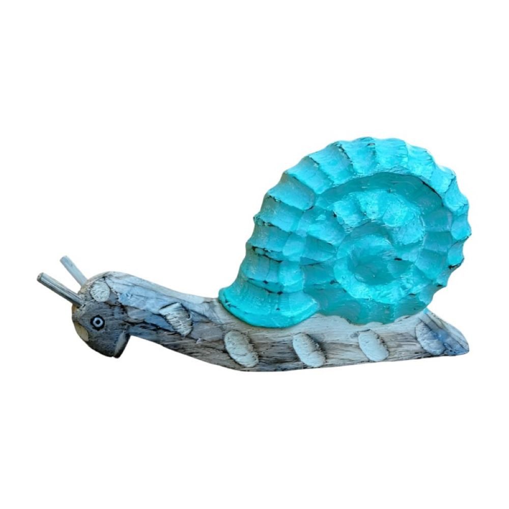 VARIOS Dekofigur Schnecke Sommerlich Deko Maritim Türkis Holz Tischdeko 25 cm (1 St), Sommerlich