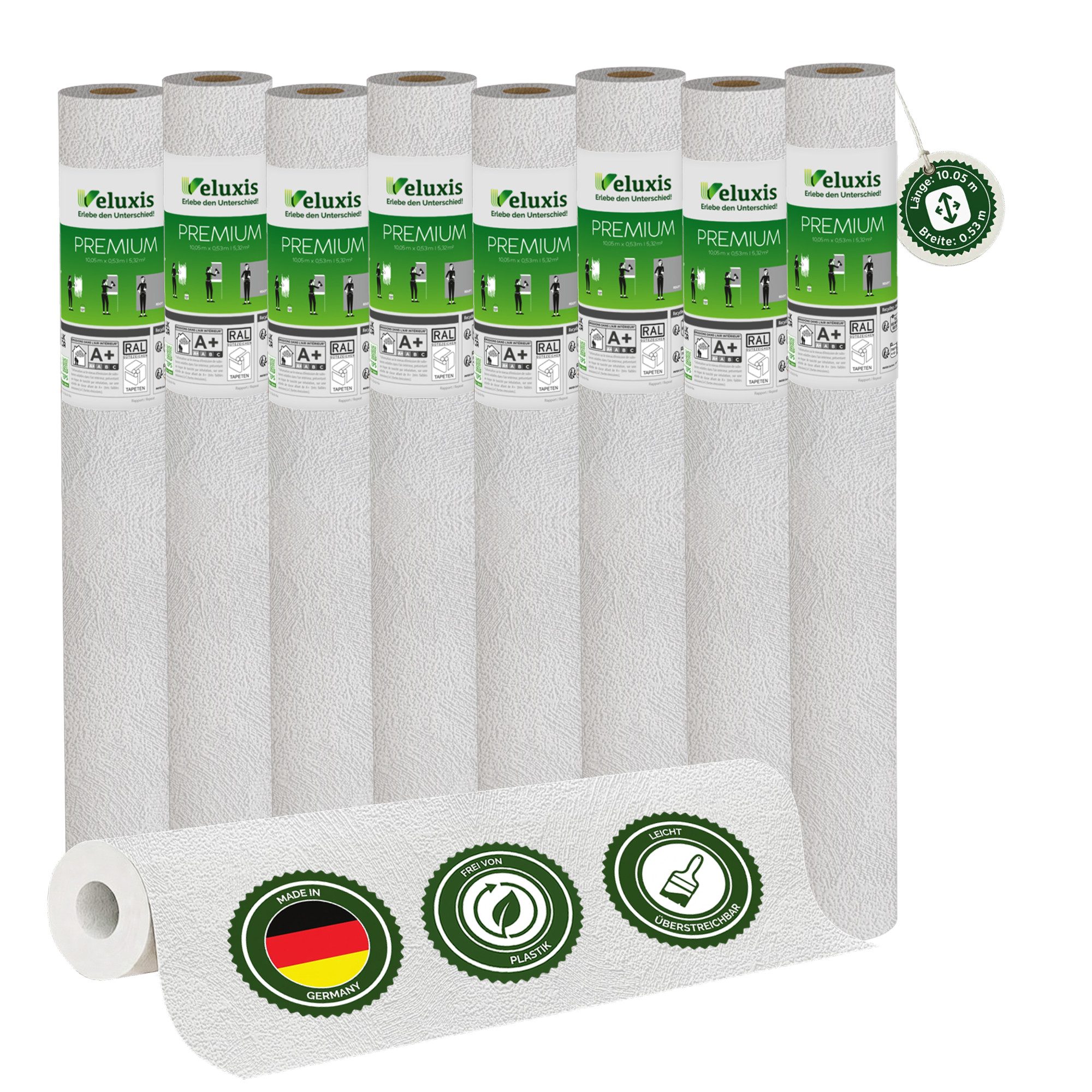 Veluxis Malervlies Premium Vliestapete, rissüberbrückend & extrem blickdicht – Made in Germany